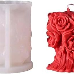 FirstTry Valentine's Day Flower Bouquet Candle Mold I 3D Basket Pillar Silicone Epoxy Mould I for DIY Handmade Ornament Aromatherapy Cake Décor Soap Resin Art Craft Home Party Decoration (D)-image-70