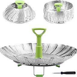 RKPM Stainless Steel Folding Steamer Basket for Vegetable Fish Seafood Cooking, Expandable to Fit Various Size Pot (5.1-9 Inch, Silver)-image-41