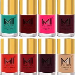 MI FASHION Velvet High Finish Super Matte Nail Polish Multicolours Combo Set Radiant Nails Perfect Stay All Day Top Coat 9.9ml Each (Pack-8)-image-74