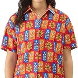 Barbados Women and Girls Short Sleeve Collared Neck Multicolor All Over Print Button Down Oversized Shirts Casual Summer Wear Outfit Shirts for Women Soft Comfortable Cotton Fabric-picture-16