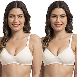 Medium Padded Cotton Rich Bra - Full Coverage, Seamless, Multiway Straps, Wirefree Everyday T-Shirt Bra-1