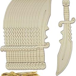Haoser 30 Pcs 6 x 1.7 Inch Unfinished Pirate Sword Wooden Cutouts – Wood Craft Swords with Hole & Twine for Kids DIY Painting, Halloween Party, Cosplay & Birthday Decorations-picture-13