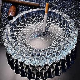 BINZO Modern AshTray, Set of 1, Big Glass Ash Trays, Luxury Table Top Ash Bin For Cigarettes, Cigar, Smoking, Car, Indoor, Outdoor, Set of (1)-image-16