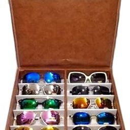 Sunglass,eyewear,goggles and spacatical 10pcs leather storage compartment Boxes case cover zipper and tray for Men and Women (make in india)-17