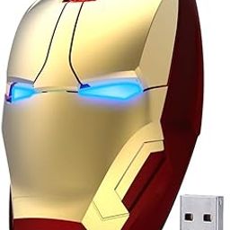 Ergonomic Wireless Mouse Cool Iron Man Mouse 2.4 G Portable Mobile Computer Click Silent Mouse Optical Mice with USB Receiver, Multi-Color Choosing for Notebook PC Laptop Computer Mac Book (Gold)-image-17