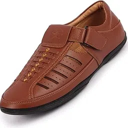 fausto Mens Breathable Casual Slip-On Sandals With Buckle Strap | Laser Cut Shoe Style Stitched Roman Sandals For Office, Travel & Daily Use |-picture-28