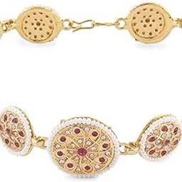 Pink Dazzling Austrian Diamonds & Pearls Bridal Head Chain For Women-ZPFK14483-image-48