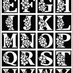 ORDERSHOCK Complete Floral Letter Stencil Sheet for Decorative Body and Craft Designs-image-77