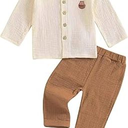 100% Pure Cotton Linen Muslin Shirt and Pants Clothing Set for Infant Toddler Teedler Boys | Stylish Shirt Pants Coord Set for Kids Upto 6 Years-image-11