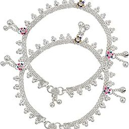 Indian Traditional White Metal Anklets Payal Pair for Women Girls with Attached Ghungroo (1905513)-image-59
