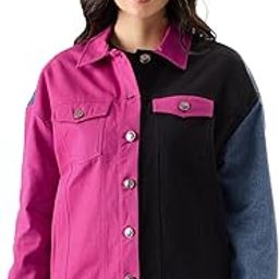 Berry Blaze Women and Girls Long Sleeve Button Front Collared Neck Oversized Fit Cotton Denim Jackets-picture-41