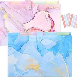 Toyshine Pack of 2 Expanding File Folder |Documents Organizer |Accordion File Folder Mesh with 5 Pockets Aesthetic Folder for Home School & Office-image-35