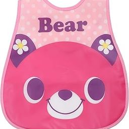 Pokory Baby Bibs for feeding kids Bib with Washable Nylon material Size For 2 months to 3 years Adjustable Bib with attractive designs and colours (Bear Pink, Pack of 1)-24