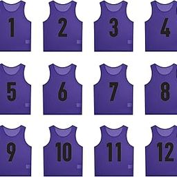 SHIJIXING 12 Pack（1-12） Numbered Pinnies/Scrimmage Vest/Team Practice Jerseys for Basketball, Soccer, Football-image-66