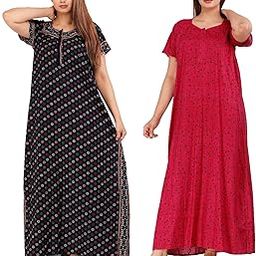Women's Pure Cotton Nightwear Casual Nighty (Star GUJRI PINKI Pink-1 XXL)-image-2