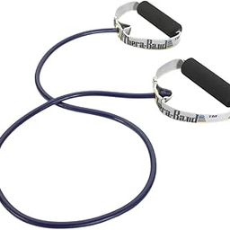 TheraBand Professional Latex Resistance Tubing with Handles for Exercise, Physical Therapy, Lower Pilates, at-Home Workouts, and Rehab, Soft Handles, 48 Inch, Blue, Extra Heavy, Intermediate Level 2-image-26
