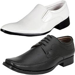 Attractive Trendy Formal Shoes/Party Shoes/ 2 Shoes Combo with Free Belt for Men and Boys (BAZAAR9027_VTR002-Bdr-Blk-2004-Wht) Multicolor-image-99