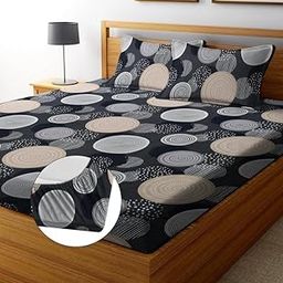 New Town Cotton Feel Glace Cotton Elastic Fitted Printed Queen Size Double Bed Bedsheet with Matchig 2 Pillow Covers Fits Upto 8 Inches Mattress Size Latest Safari 5962-image-8