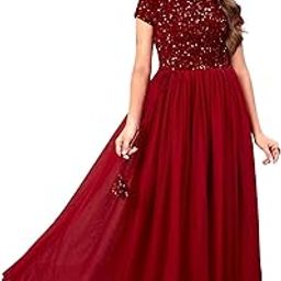 Elegant Women's Gown with Sequins Work | Velvet Bodice & Net Flare | Short Sleeve, Boat Neck | Perfect for Parties & Special Occasions-picture-11
