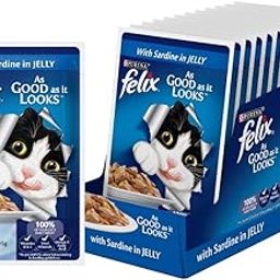 Purina Felix with Sardine in Jelly | Wet Food for Adults | Complete and Balanced Kitten Food, Pack of 12 Pouches (12 x 85 g)-image-1