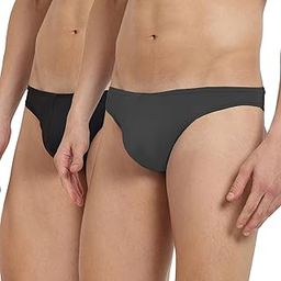 BASIICS Magic Flash Antimicrobial Semi-Seamless Thongs Underwear for Men (Pack of 2) Black, Steel Grey-image-8