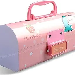 Toyshine Pencil Box With Code Lock - Large Capacity Multi-Layer Storage Bag With Secret Compartment - Dino Multi - Plastic, Multicolor-picture-46
