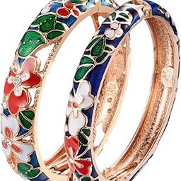 UJOY Fashion Enamel Bangle Bracelet for Women 2 pcs Set in Gift Box-image-17