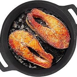 The Indus Valley Preseasoned Cast Iron Fish Fry Pan With Double Handle | Large 25Cm/ 9.8Inch, 2Kg | Induction Friendly | Nonstick Fish Fry Pan, 100% Pure & Toxin Free, No Chemical Coating, Black-3
