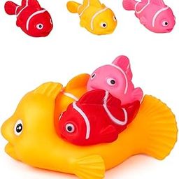 Ratna's Squeezy Bath Buddies Fish Rubber Colorful Floating Baby Toys Bath Aquatic Animals Chu Chu Toys for Newborn Babies, Kids-9