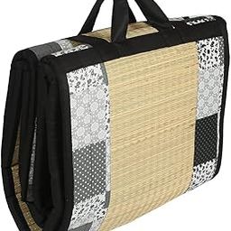 KALA DARSHAN CRAFTS BAZAAR - Foldable Mat Korai River Grass (2.5 X 6 ft) Black Cotton Fabric with 18MM Soft Foam Folding Chatai, Hand Wash-image-14