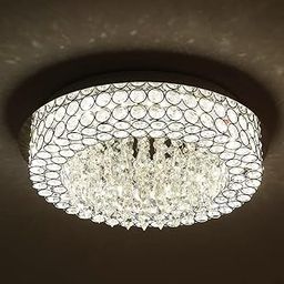 INTERIOR HANDICRAFT LED Ceiling Light Crystal Chandelier Jhoomer Lighting Fixture Modern Pendant Lamp for Living & Dining Room Bedroom (63 watts, Stainless Steel)-21