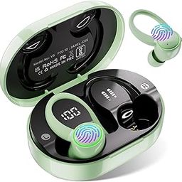 EDYELL Bluetooth in Ear Earphones with Earhooks, Wireless Earbuds with Noise Cancelling Mic, 50H Playback, BT5.3 Headphones Touch Control (FM-V5-01-Green)-image-37