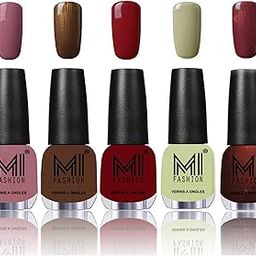 MI Fashion® Daily Delight Nail Polish Combo in 5 Classy Shades - Nude Spring, Brown Coffee, Mighty Maroon, Mischievous Mint and Metallic Maroon - 12ml each-image-94