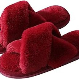 Open Toe Slides Fuzzy Soft Lightweight Non-Skid House Sandals Soft Warm Furry Lightweight Home Slippers for Women-image-65
