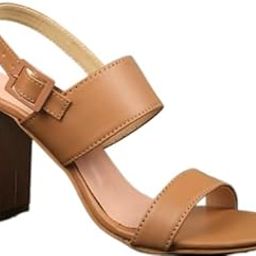 Heel Sandal Comfortable Formal Brown Block Heel for women's and Girls-image-11