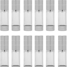 Devinez Refillable Airless Pump Bottle, 30ml (Pack of 12) with Matte Silver Finish Lightweight Leak Proof and Shockproof for Homemade Beauty Products, Makeup Foundations and Serums-24