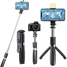 R1s Bluetooth Selfie Sticks with Remote and Selfie Light, 3-in-1 Multifunctional Selfie Stick Tripod Stand Mobile Stand Compatible with All Phones (Black)-12