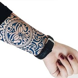 Semipermanent Temporary Tattoo Stickers 20-25 days Lifespan For Men Women Boys & Girls Waterproof 3D Realistic Mandala Pattern Compass Tatto Sticker Blue Coloured Temp Watertransfer Size-18X11cm GZ-314-image-87