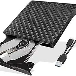 GR Deals Ultra Thin DVD Reader Type C USB, Drive External CD DVD RW ROM USB 3.0 Type C Cable CD Burner Drive Burner Reader Player for Mak PC Desktop Laptop. (Black)-7