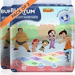 Bumtum Chota Bheem Large Baby Diaper Pants, 124 Count, Leakage Protection Infused With Aloe Vera, Cottony Soft High Absorb Technology-image-17