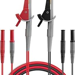 ZIBOO LC02 LCR Meter Test Leads Lead Terminal Kelvin Clip Wires,4 Four Wire Test Leads Lead Terminal Kelvin Clip Alligator with 4mm Banana Plug,Use for LCR Capacitance Meters,Kelvin Lead Set (Clips)-26