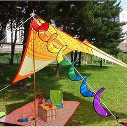 LICHTS 55'' Rainbow Spiral Windmill Windsocks Camping Tent Home Garden Decor Toy-image-39