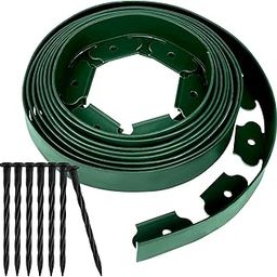 FOX & FERN Roll of Landsccape Edging/Fence/Border/Flower Bed Edge/Tree Surrounding | No Digging Edge with Anchoring Nails/Spikes (5 CM Green) GE5CMGN-image-14