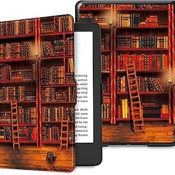 Fintie Slimshell Case for 6" All-New Kindle (11th Generation, 2022 Release)- Lightweight PU Leather Cover with Auto Sleep/Wake for Kindle 2022 e-Reader (NOT fit Kindle Paperwhite), Library-image-91