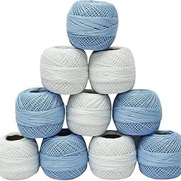 Crochet Thread Set Of 10 Ball Crochet Cotton Thread Yarn For Knitting And Craft Making. Size 20Gm 55 To 60 Mtr Approx (Combo 3) , Multicolor, 230 Gram-2
