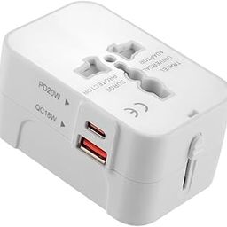 Basics India Universal Travel Adapter with Surge Protection & USB-C Charging – All-in-One Global Power Converter/Compatible with Smartphones, Laptops, Camera, Mobiles, Tablets (White)-picture-10