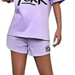 Womens Cotton Blend T-Shirt and Short Set | Casual Printed Loose Fit Tshirt and Short Coord Set for Women-image-46