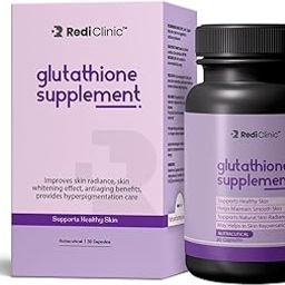 RediClinic Glutathione Capsules | Skin Glow Supplement for Clear Skin | Face and Skin Antioxidant | Glutathione Tablets for Skin Whitening | Glowing Skin Supplements for Women and Men - 30 Capsules | Pack of 1-25