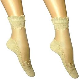 Ultra-Thin Multicolour Lace Ankle Socks For Women-picture-28