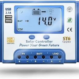 20A Solar Charge Controller 12V/24V Automatic Voltage Recognition Solar Panel Charging Discharge Regulator with Dual 5V USB Output Backlight LCD Display-56